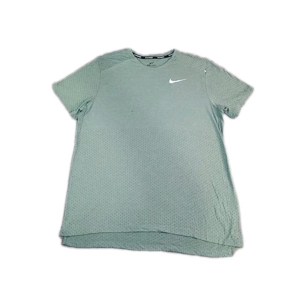 Nike Dri-Fit Running Size L Athletic Shirt Men's Green Activewear Hiking C20